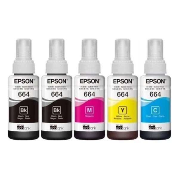 Kit de 5 recambios para tinta Epson T664 L375 L395 L396 L355 L365 Colors